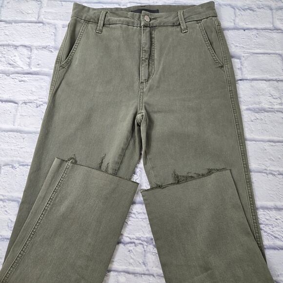 Joe's Women's Jeans Straight High Rise Light Olive Green Raw Hem size 27 - Picture 5 of 16
